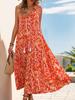 2026 European & American Summer Resort Sleeveless V-Neck Tassel Abstract Print Dress for Women