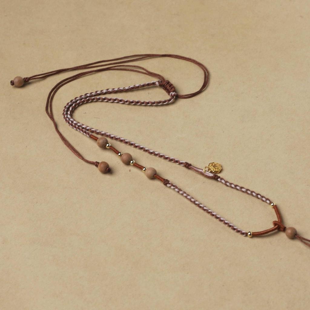 Exquisite Handmade Hetian Jade Rope Weaving Jewelry Tasel Lanyard with Adjustable Chain