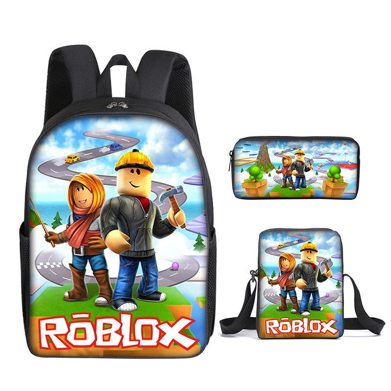 Student Schoolbag, Primary And Secondary School Student Backpack, Large Capacity, Cartoon Backpack, Satchel, Pencil Case, Three-Piece Set. 16inch three-piece set