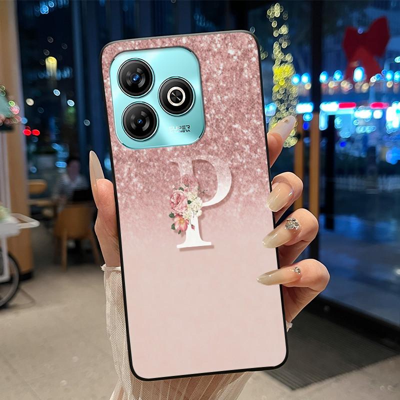 Lucky Letter Jelly Color Simple Phone Case For ZTE Blade A75 4G Soft Black Case ZTE Blade A75 4G Anti-scratch Cover