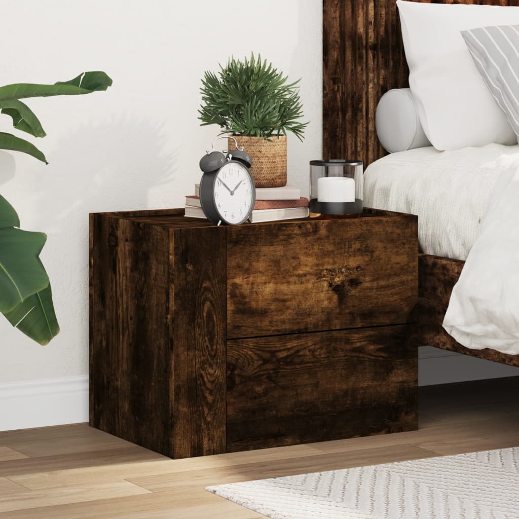 Wall Mounted Nightstand Smoked Oak 45x30x35 cm