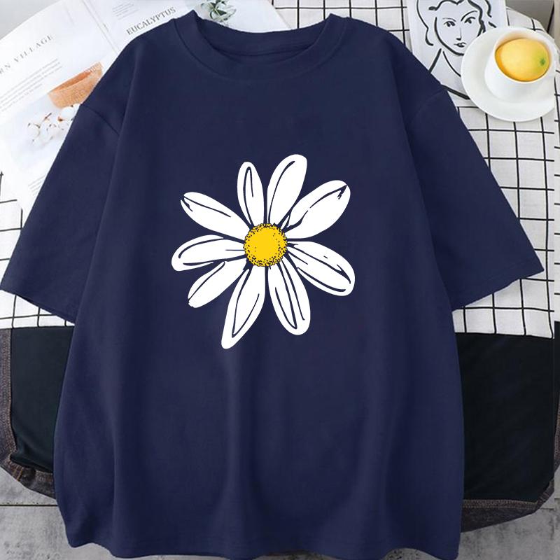 New Daisy Flower Printed T Shirt Unisex Unisex Teens Girl Fashion Hip Hop Harajuku Casual Short Sleeve Tops Daisy Lover Gift Tee Fun