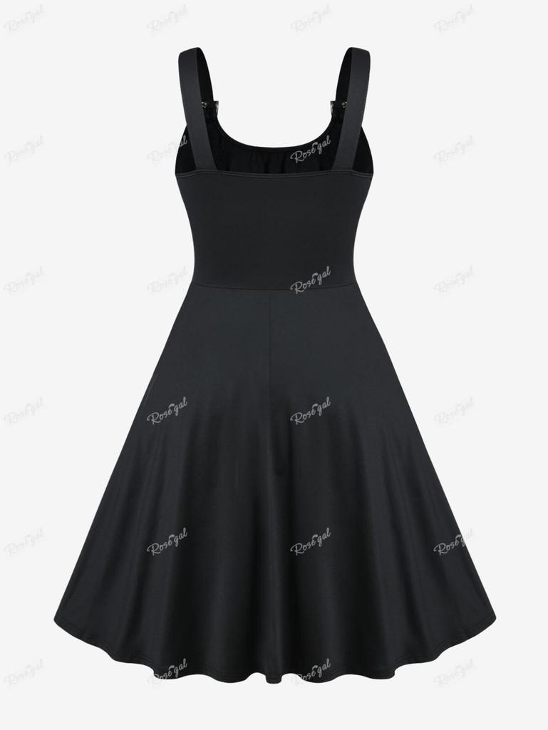 Rosegal Plus Size Lace Up Buckles A Line Ermeløs gotisk kjole