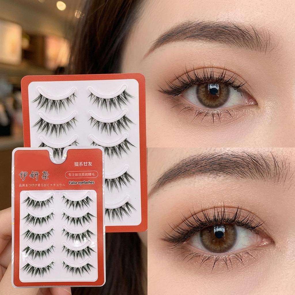 Thai Mixed Style Oblique Eye Tail Lengthening False Eyelashes Natural And Thick 5 Pairs FK69