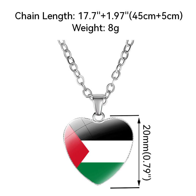 Elegante Halskette mit herzförmigem Anhänger in Form der palästinensischen Flagge für Damen – handgefertigtes Design