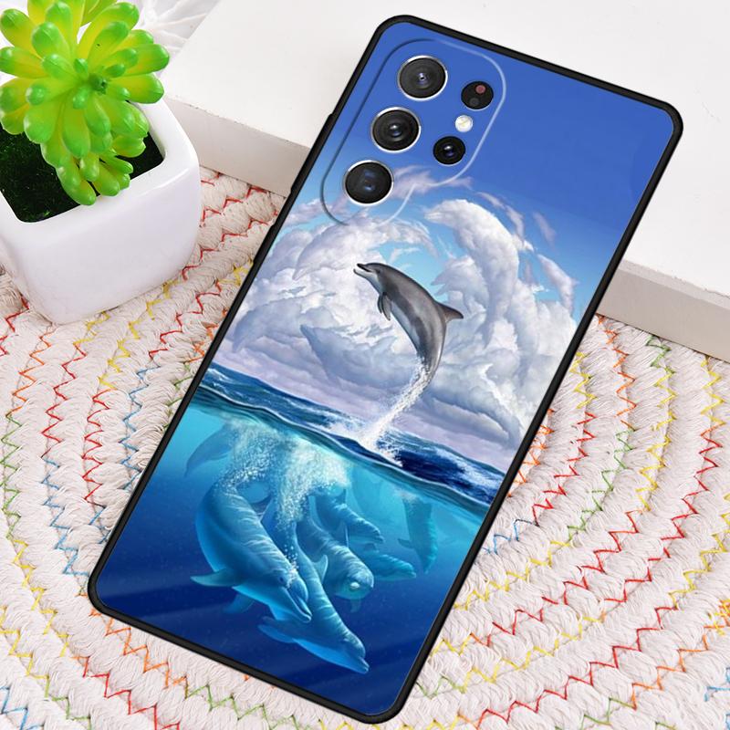 Cute Blue dolphin Sea Phone Case for Samsung Galaxy note 10 pro S26 Ultra S23 S24 FE S25 S21 S22 PLUS shockproof Cove