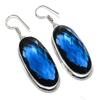 Natural Indicolite Tourmaline Gemstone 925 Sterling Silver Earring 2.29" M2Z18