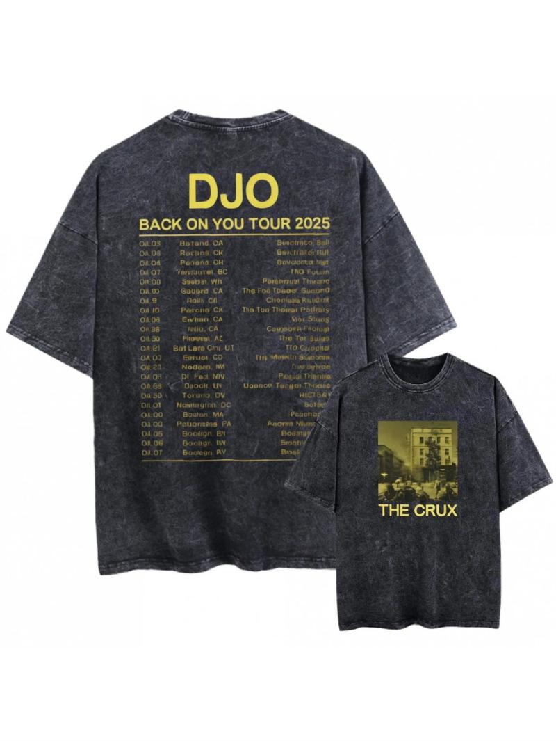 Unisex Retro Washed Black TShirt Djo All Seasons Pure Cotton Casual Streetwear vintage t shirt graphic t shirts M