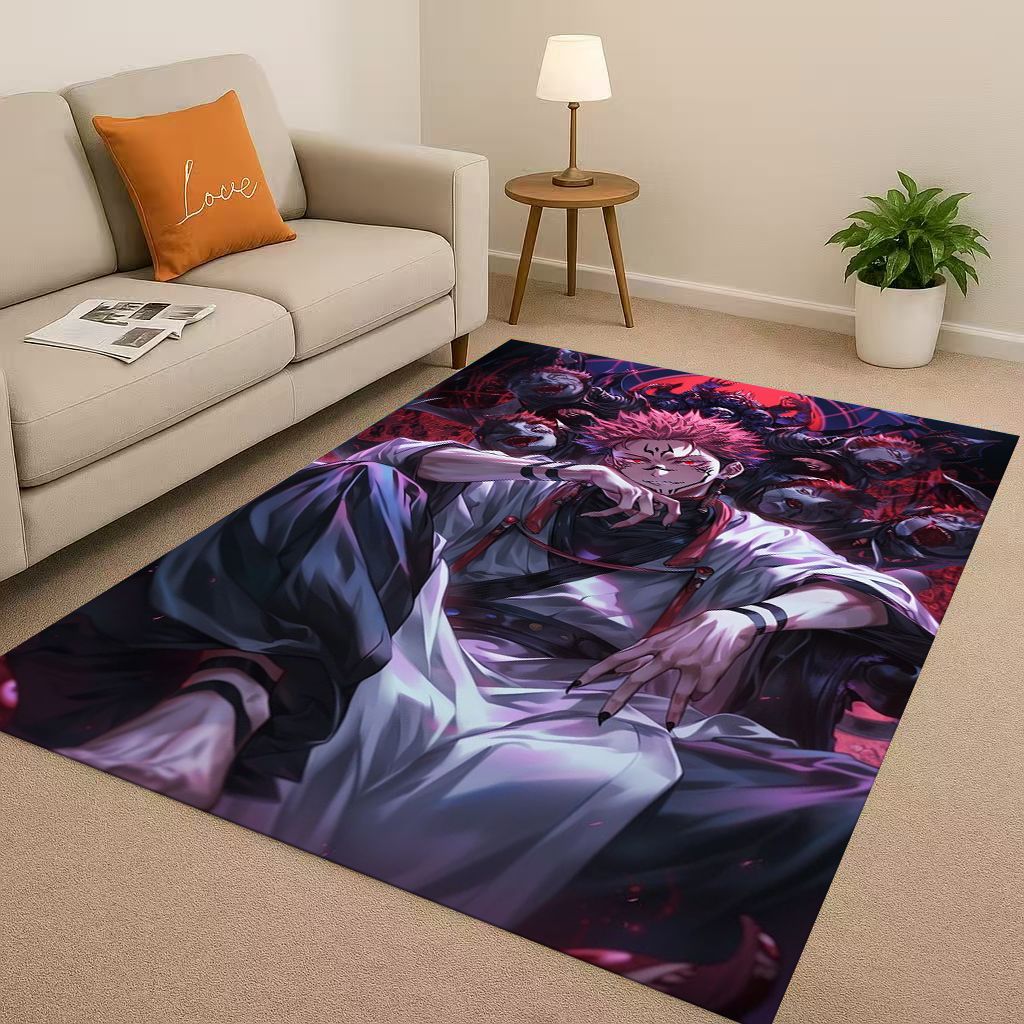 Anime Jujutsu Kaisen Cartoon Itadori Yuj Living Room Non-Slip Area Rug Carpet for Bedroom Playroom Sofa,Home Decor Doormat KID