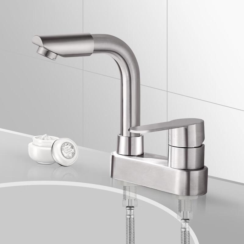 OEING Swivel Stainless Steel Dual-Hole Bathroom Faucet
