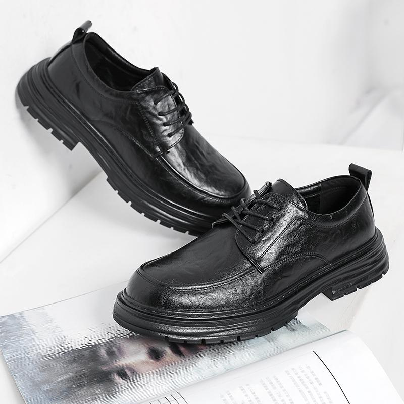 High- Quality Men's Retro Business Shoe New Style Thick-Soled Lace -Up Casual Shoe Comfortable Soft-Soled Anti-Slip Office Shoes