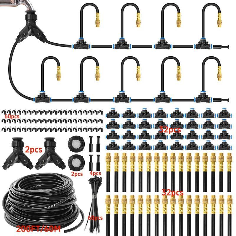 Outdoor Cooling Mist Irrigation Kit 16Pcs Brass Atomizer Nozzles Reusable Misting System for Patio Garden Backyard Summer Use