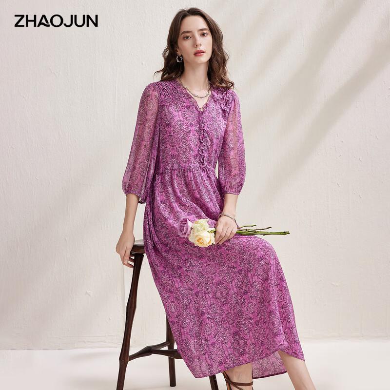 Zhaojun 2026 Spring/Summer Mulberry Silk Printed Dress XL