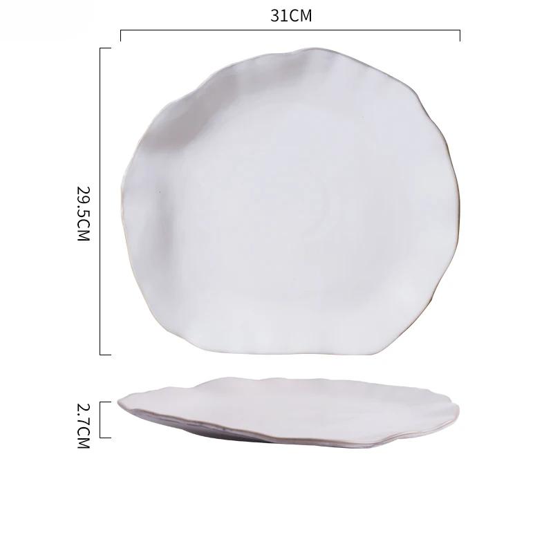 Ceramic Dinner Plate Shaped Tableware Soup Basin Pasta Steak Plate Household Sushi Dishes Salad Bowls Snack Dessert Pastry Trays