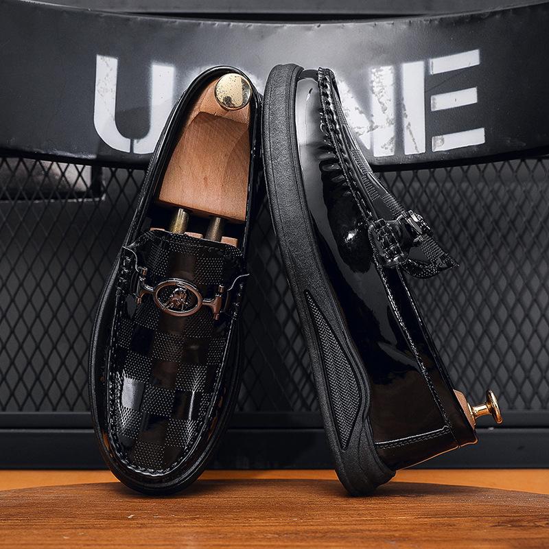 

Весна 2025 новая повседневная одинарная обувь мужские британские лоферы на одной педали обувь для вождения повседневная кожаная обувь на мягкой подошве 44