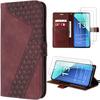 Case - E.F.CONNECTION - For Xiaomi Redmi Note 13 4G - PU Leather - Card Holder - 2 Tempered Glasses - Red