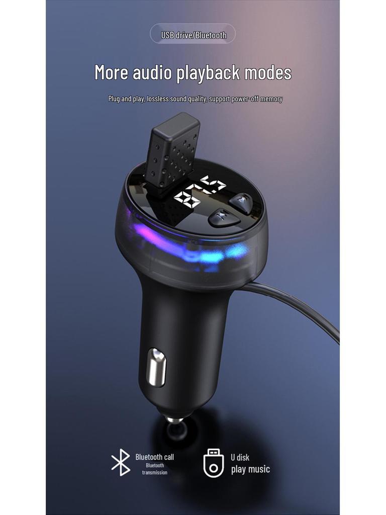 Multifunctional Rear Seat Car Charger with Bluetooth MP3 Player & FM Transmitter