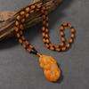 Beeswax Necklace Water Drop Safety Buckle Gourd Pendant Chicken Oil Yellow Amber Men's and Women's Long Sweater Chain Pendant