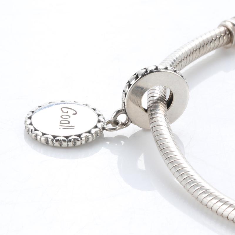 S925 Sterling Silver World Cup Football Pendant - Creative European and American Style Charm for Versatile DIY Bracelets.
