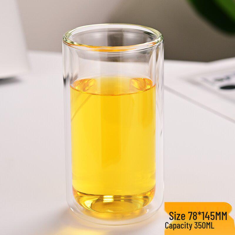 Double-Layer High Borosilicate Glass Tea Cup - Heat-Resistant, Wide Mouth, Straight Tube Design
