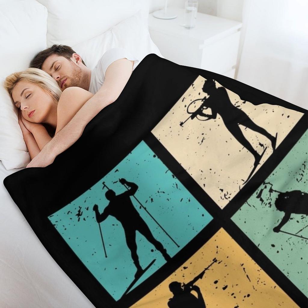 Biathlon Skiing Cross Country Skiing Biathlete Gift Skier Throw Blanket Winter beds anime Beautifuls Bed Fashionable Blankets