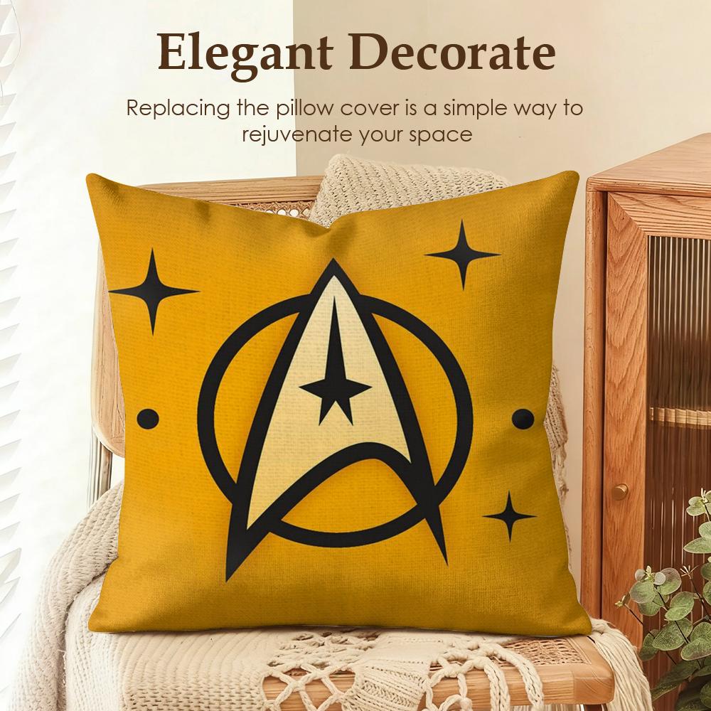 Movie SStar TTrek Cushion Cover Natural Linen Organic Fabric DoubleSided Printing Sofa Home Decor Gift Pillow Case