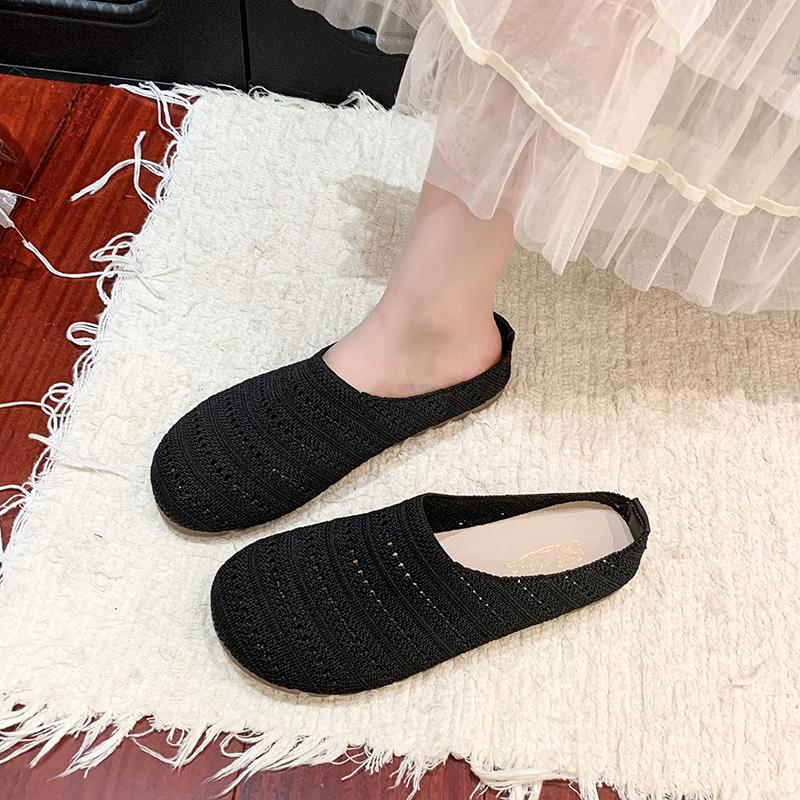 

Модная женская удобная обувь-мюли, лоферы, домашние тапочки, вязаные женские тапочки без задника для ходьбы, дышащая повседневная обувь-слайды 40