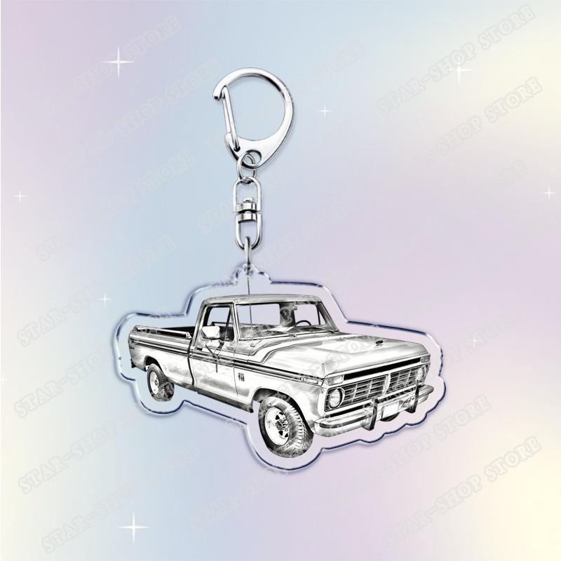 Vintage Classic Old Truck Keychains for Accessories Jewelry Retro Vector Car Keyrings Fans Friends Gifts