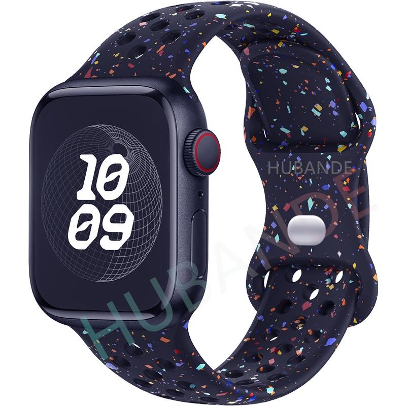 Sport Strap for Apple Watch Band 44mm 45mm 46mm 49mm/38mm 40 41mm Colored Particles Rubber Band IWatch Ultra 11 10 9 8 7 6 5 SE