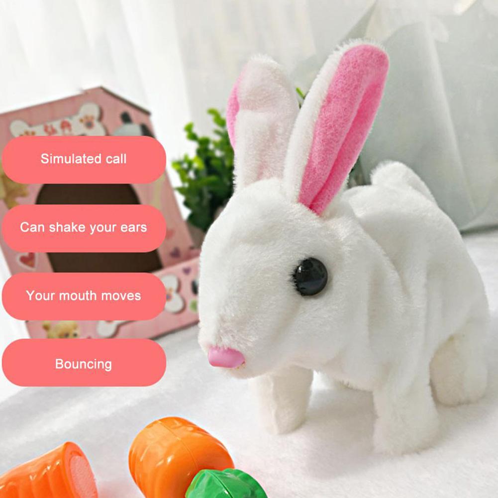 Electric Rabbit Plush Toy Cute Cartoon Animal Bunny Jumping Movable For Kids Children Toys Pet R4O3