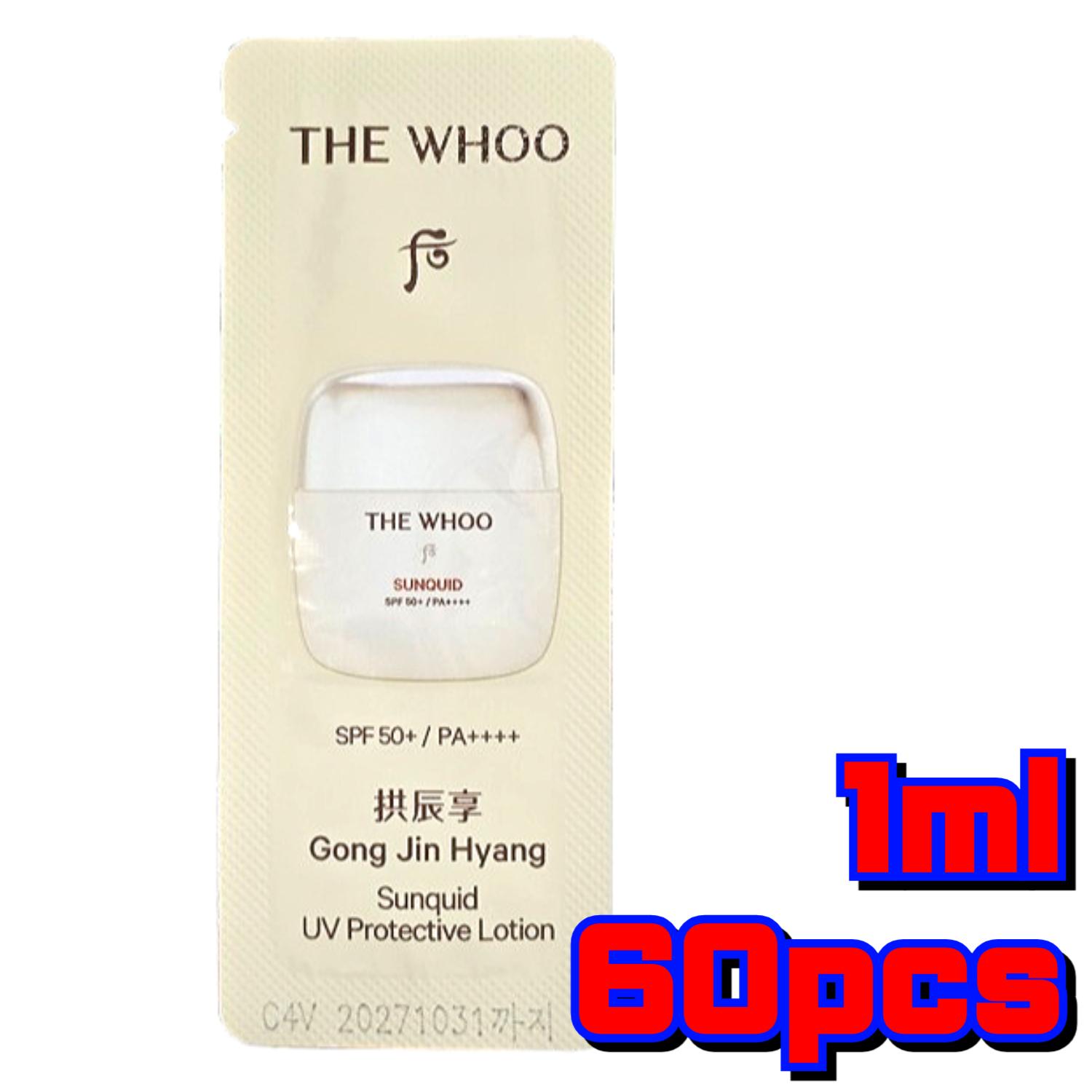 

The History of Whoo Gongjinhyang Солнцезащитный лосьон Sunquid 1 мл × 60 шт. | Корейский люксовый солнцезащитный крем, набор пробников SPF50+ PA++++ 1ml × 60pcs