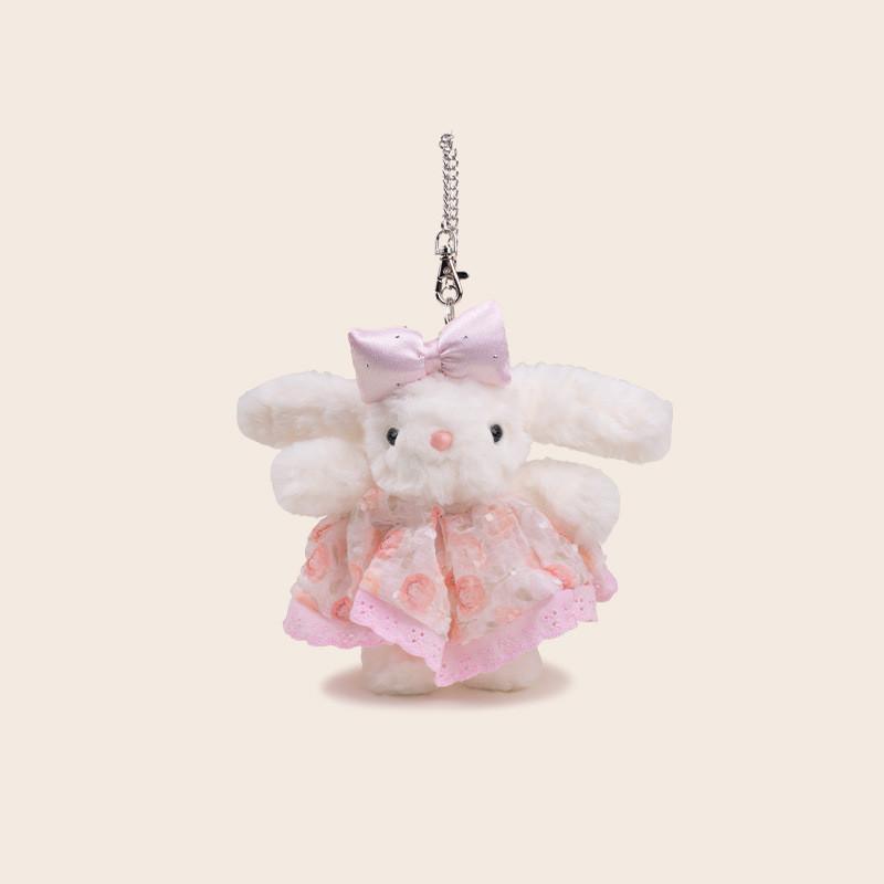 Fallen Rabbit Eared Plush Pendant Lolita Jk Doll Floral Plaid Skirt Design Bow