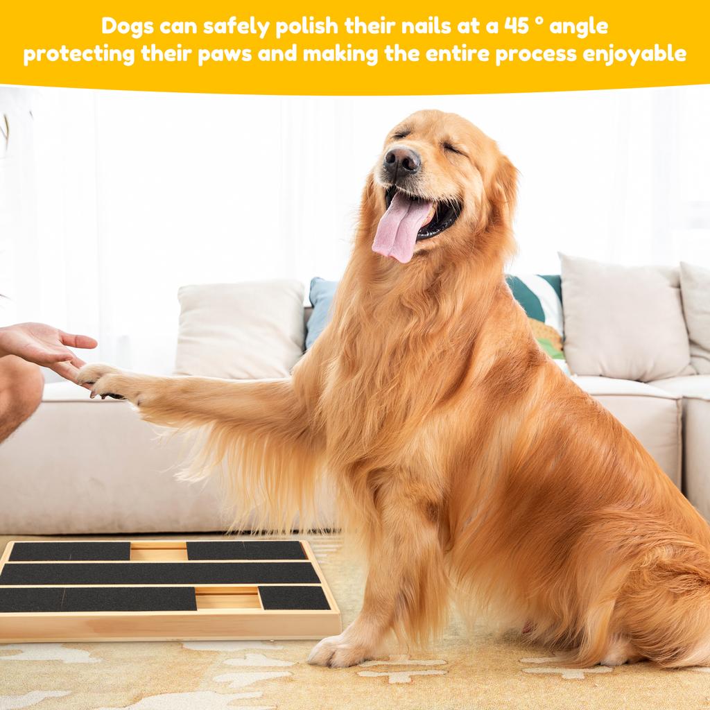 Hölzerne Hunde-Nagelkratzbrett Tragbar Welpen-Nagelfeile Spielzeug Sicheres Welpen-Krallenkratzbrett mit Leckerli-Fach für Hund Katze