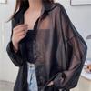 Solid Color Women Shirt Blouse Thin Female Loose Cardigan Summer Fashion Long Sleeve Top