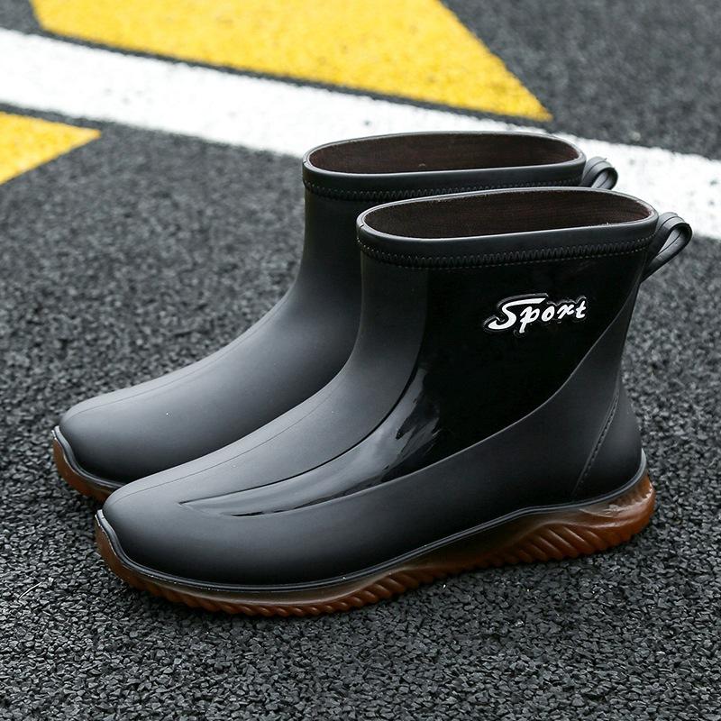 Waterproof Shoes Men's Rain Shoes Fashion Short Tube Thickened Warm Rubber Shoes Work Non-slip Short Rain Shoes Fashion