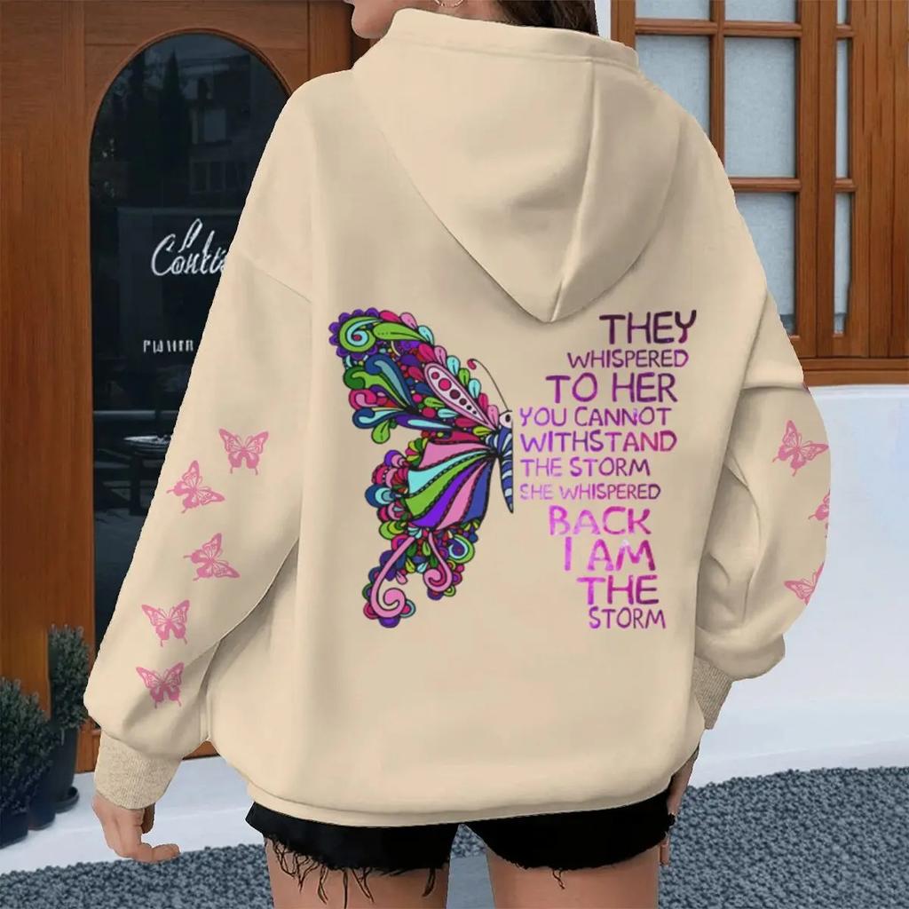 Color Butterfly Women's Men's New Spring Autumn Fashion Hoodies Vintage Butterfly Long Sleeve Outdoor Street Tops Hoody