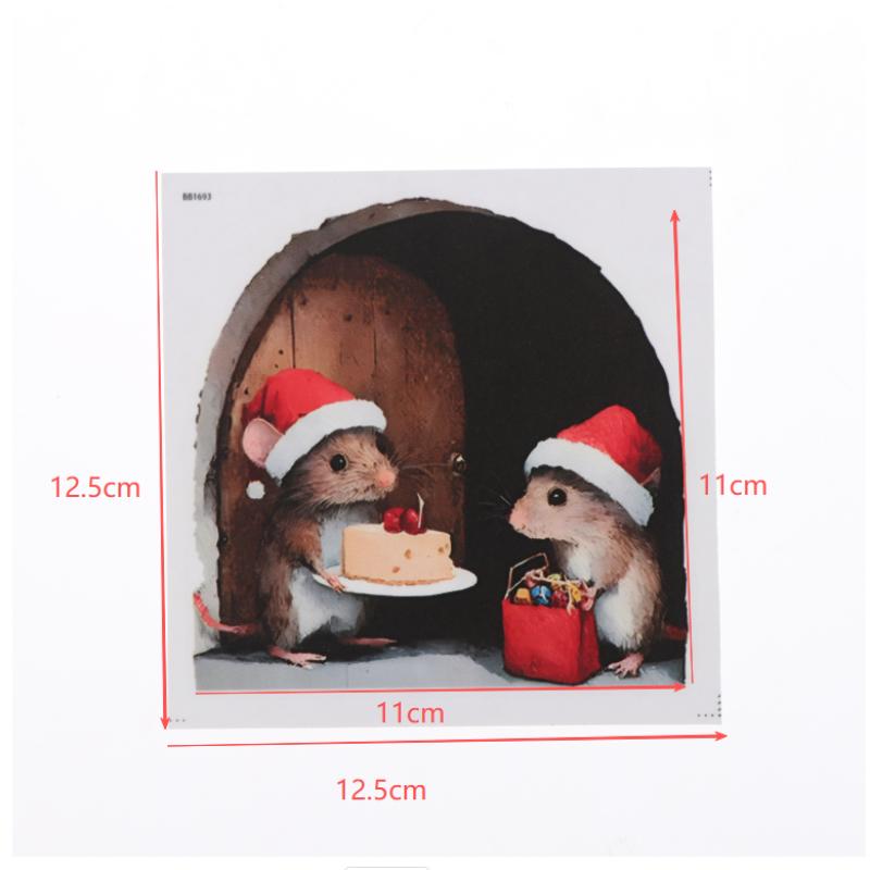 Cute Christmas Mouse Hole Wall Sticker Xmas Noel Navidad Home New Year Decoration