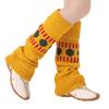 Cartoon-Tieranmuster Gestrickte Beinwärmer für Damen Winter Herbst Japanisch Harajuku Ausgestellte Stiefelmanschetten Fußlose Lange Socken Gelb