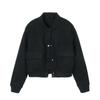 European and American cross-border autumn and winter new women's clothing crew neck fashion American bomber jacket casual versatile woolen jacket