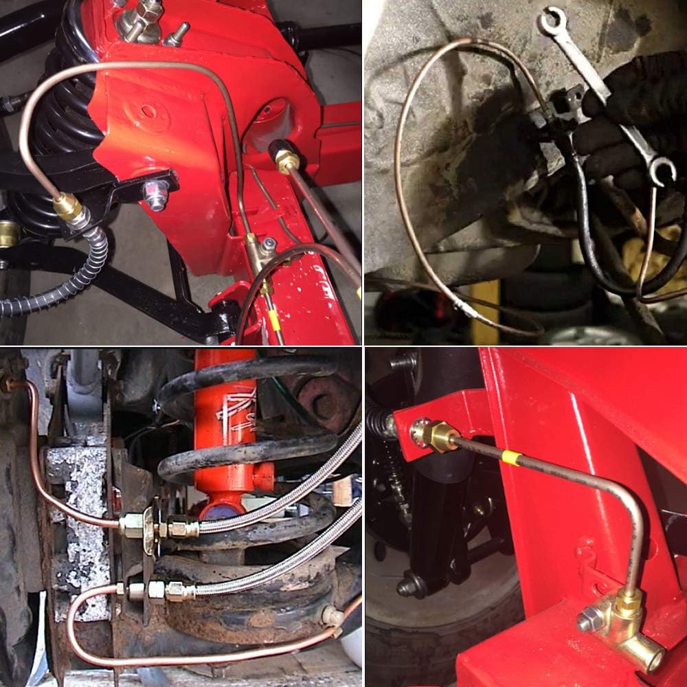 MuHize 1/4 Brake Line Fittings - Upgraded 15 Pieces 7/16 24 Threads Brake Union Fittings Assortment For 1/4” Brake Tube (5 Unions, 10 Nuts)