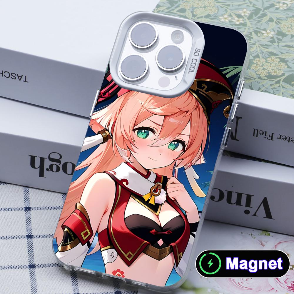 Game GI Yanfei White Translucent MagSafe Mobile Phone Case for iPhone 17 16 15 14 13 12 11 X XR XS Air Pro Max Plus Cover