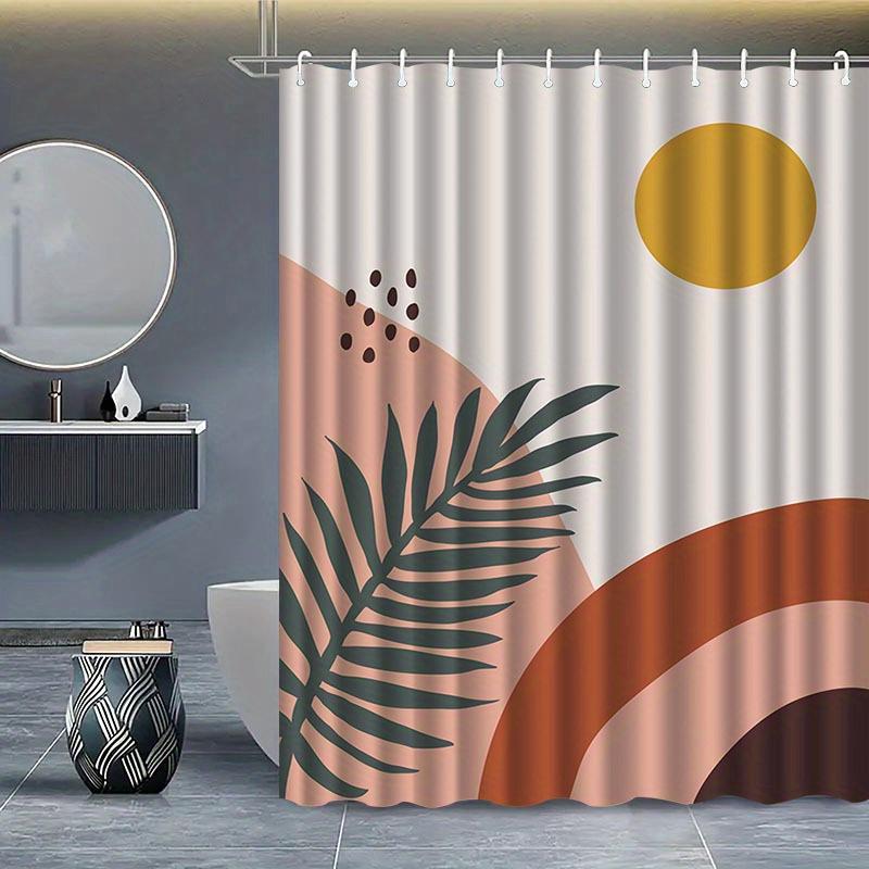1Pc Simple Pattern Shower Curtain With Hook, Water-Washing Shower Curtain, Bath Partition, Bathroom Accessories, Home Decoration