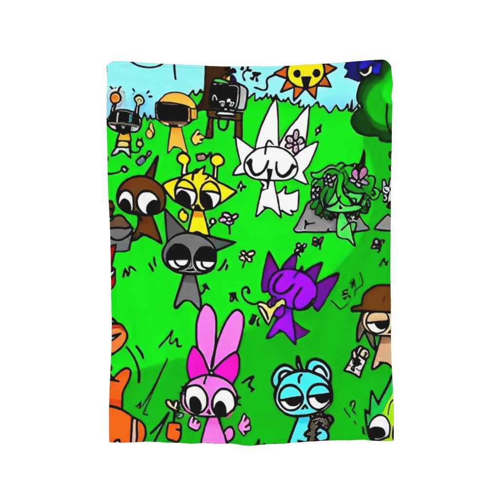 Coperta Gioco Cartone Animato Sprunki Incredibox Coperta Plaid in Flanella Decorazione Estiva per Condizionatore Morbida Calda Copriletto