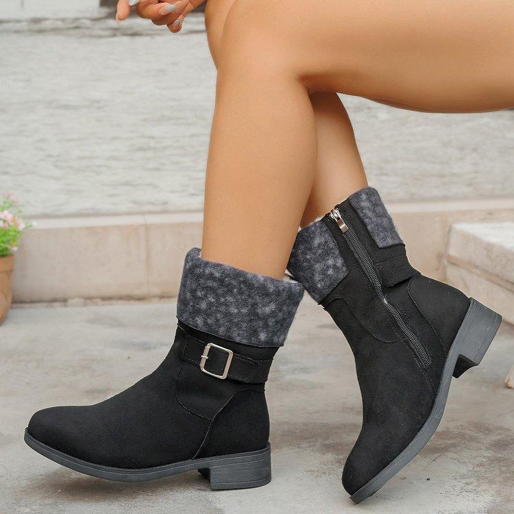 Women's soft elastic winter warm cold padded snow boots thick bottom non-slip wear-resistant outdoor leisure sports Martin cotton boots