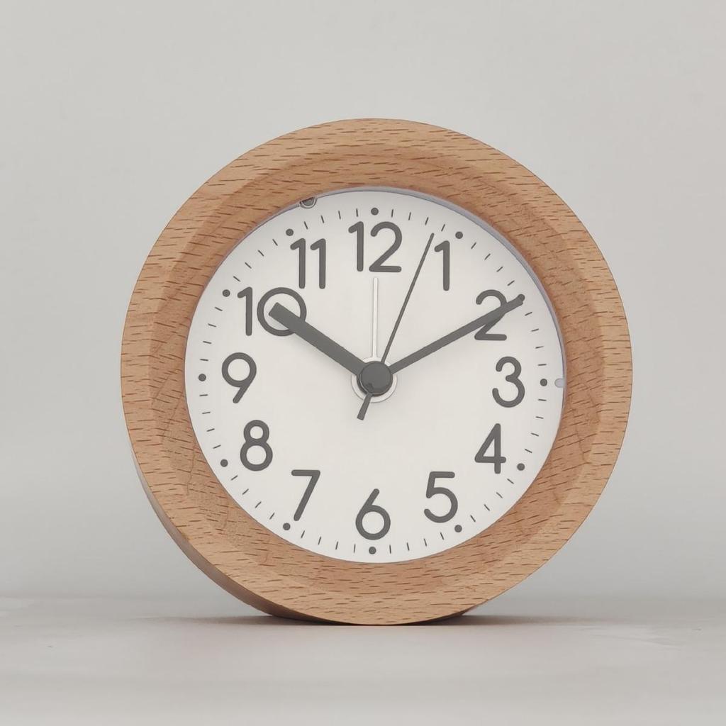 Simple solid wood alarm clock, original wood clock, creative luminous alarm clock, perfect for students who sleep in or are lazy.