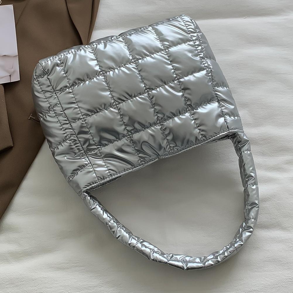 Quilted Ladies Tote Embroidered Plaid Casual Handbags Fashion Simple Soft Lightweight Portable Solid Color for Weekend Vacation