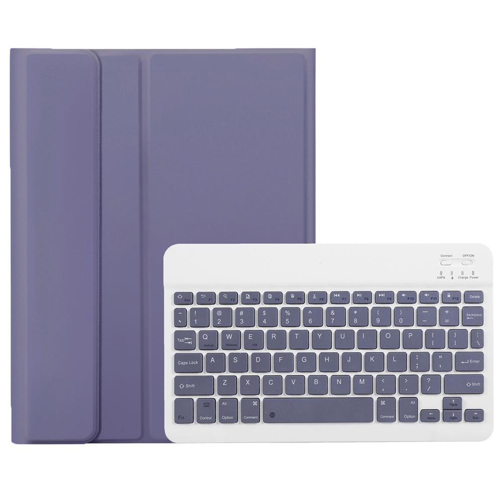 

A13B For iPad Pro 11 (2024) Leather+TPU Tablet Cover Bluetooth-compatible Keyboard Case with Pen Slot Purple