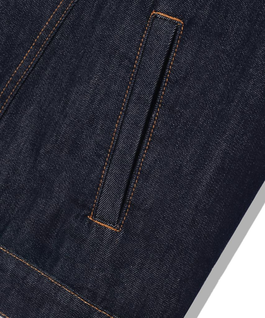 Trillion Leather Patch Sherpa Denim Jacket_Indigo