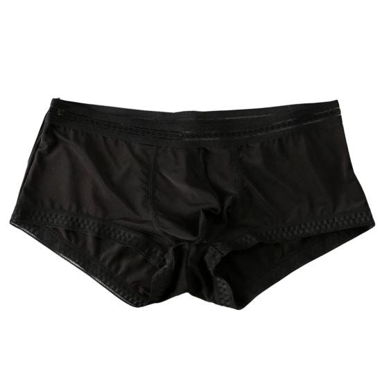 Men Underpants Ice Silk Ultra Thin Low-Rise Lace Solid Color Sexy 3D U Convex Translucent Underwear Panties Briefs for Daily Wear