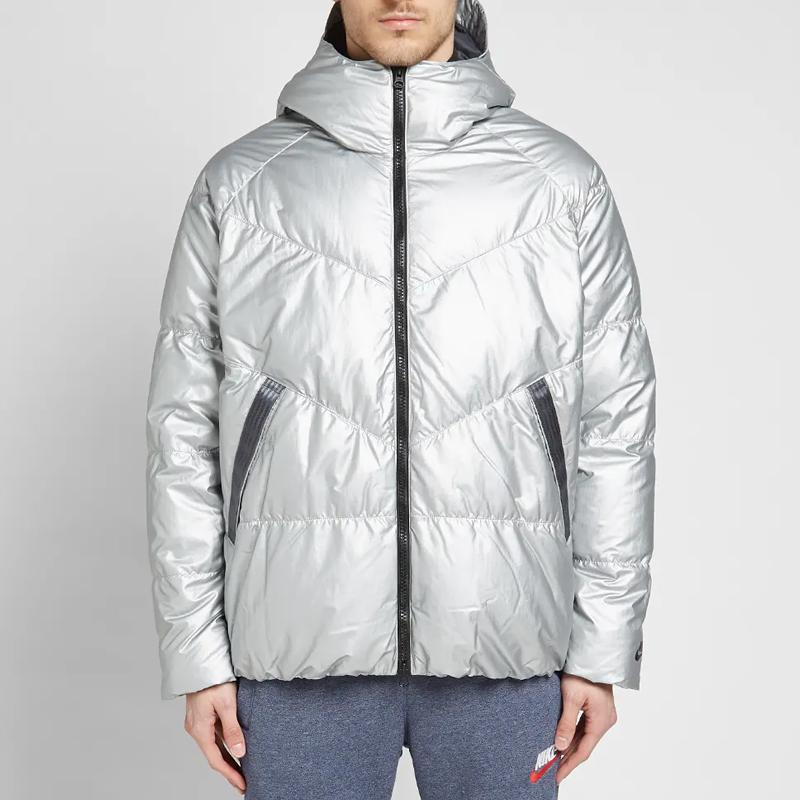 Nike Metallic Hooded Down Jacket Winter Edition Men Jackets Silver BV4709-096